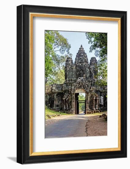 Siem Reap, Cambodia. Victory gate in the east of Angkor Thom, Avalokiteshvara face tower, western v-Miva Stock-Framed Photographic Print