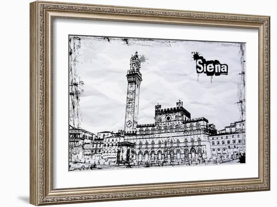 Siena City Hall on Piazza Del Campo-Banauke-Framed Art Print