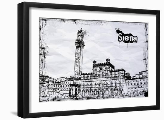 Siena City Hall on Piazza Del Campo-Banauke-Framed Art Print