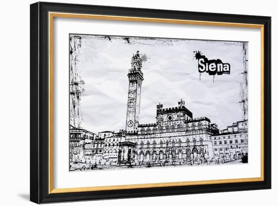 Siena City Hall on Piazza Del Campo-Banauke-Framed Art Print