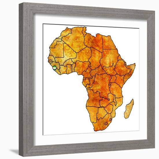 Sierra Leone on Actual Map of Africa-michal812-Framed Premium Giclee Print