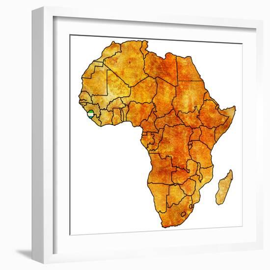 Sierra Leone on Actual Map of Africa-michal812-Framed Premium Giclee Print