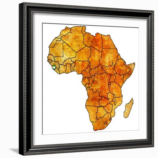 Sierra Leone on Actual Map of Africa-michal812-Framed Premium Giclee Print