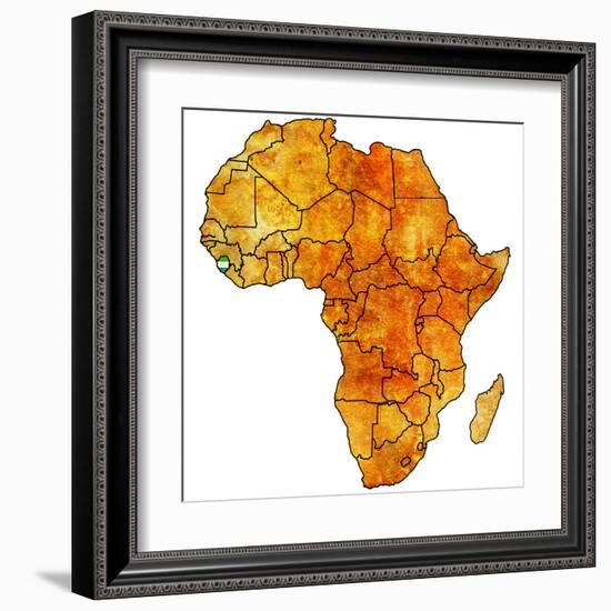 Sierra Leone on Actual Map of Africa-michal812-Framed Art Print