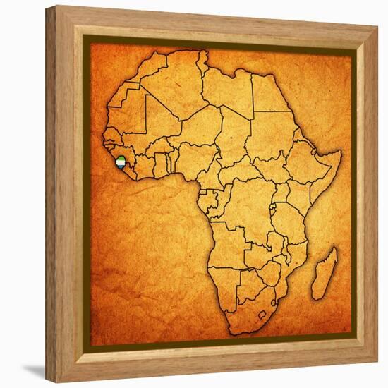 Sierra Leone on Actual Map of Africa-michal812-Framed Stretched Canvas