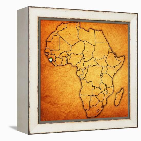 Sierra Leone on Actual Map of Africa-michal812-Framed Stretched Canvas