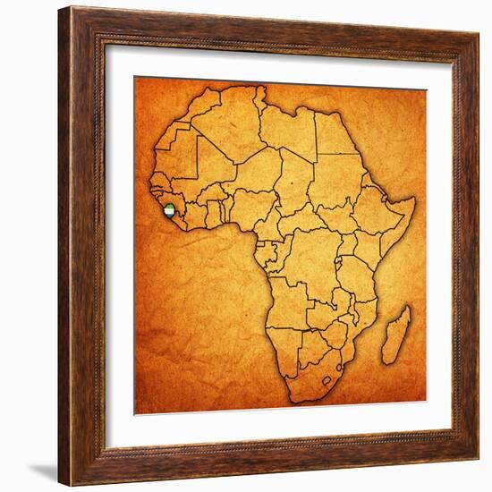 Sierra Leone on Actual Map of Africa-michal812-Framed Art Print