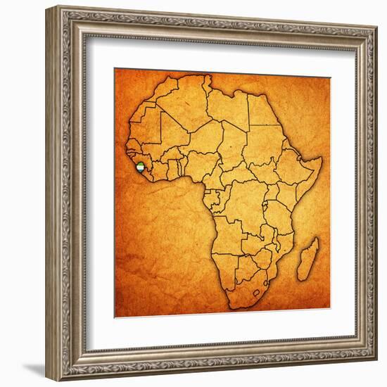 Sierra Leone on Actual Map of Africa-michal812-Framed Art Print