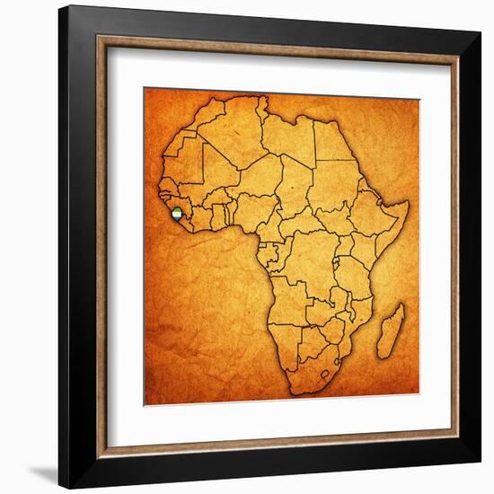 Sierra Leone on Actual Map of Africa-michal812-Framed Art Print