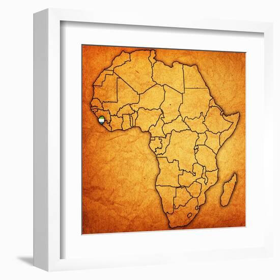 Sierra Leone on Actual Map of Africa-michal812-Framed Art Print