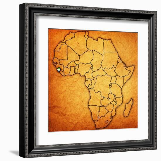 Sierra Leone on Actual Map of Africa-michal812-Framed Art Print