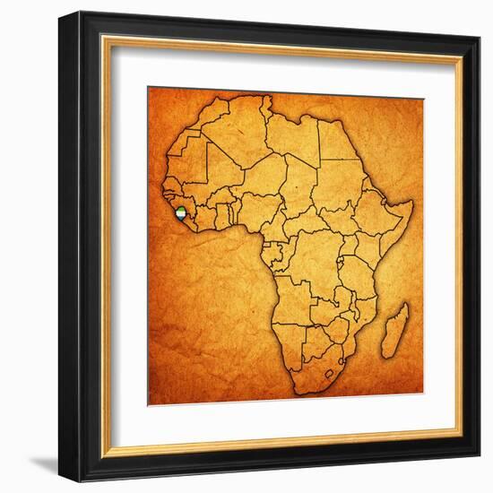 Sierra Leone on Actual Map of Africa-michal812-Framed Art Print