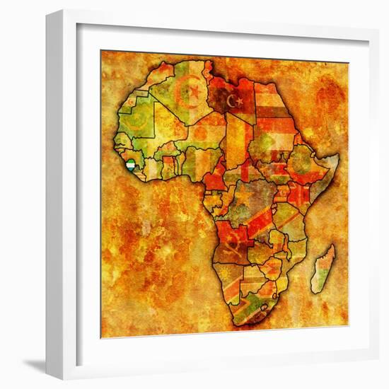 Sierra Leone on Actual Map of Africa-michal812-Framed Art Print