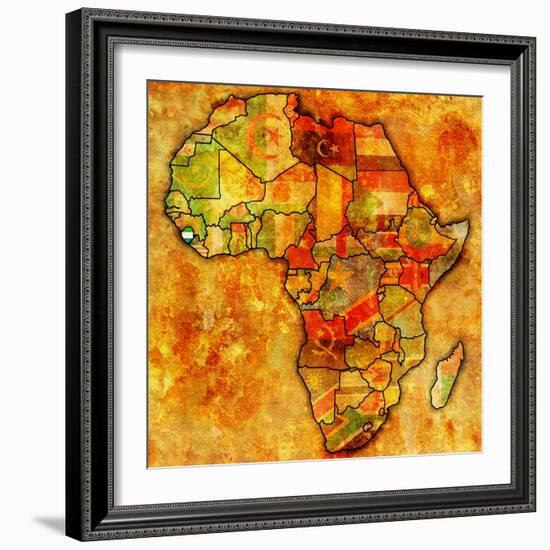 Sierra Leone on Actual Map of Africa-michal812-Framed Art Print