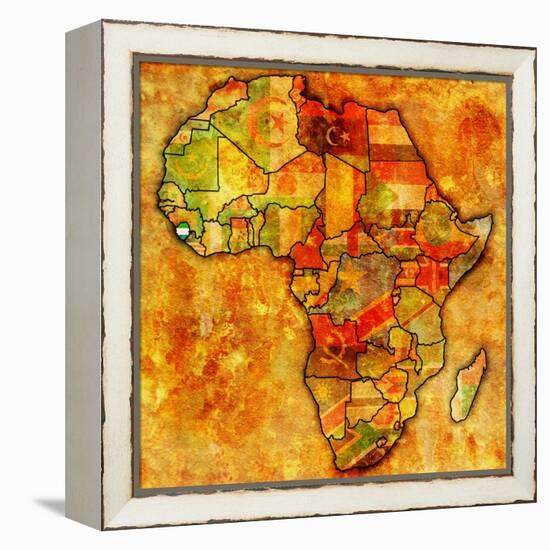 Sierra Leone on Actual Map of Africa-michal812-Framed Stretched Canvas