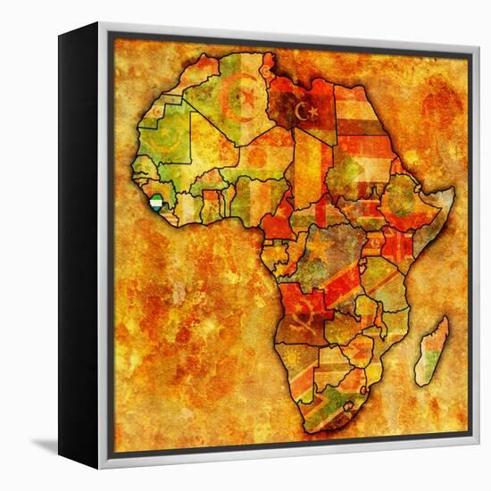 Sierra Leone on Actual Map of Africa-michal812-Framed Stretched Canvas