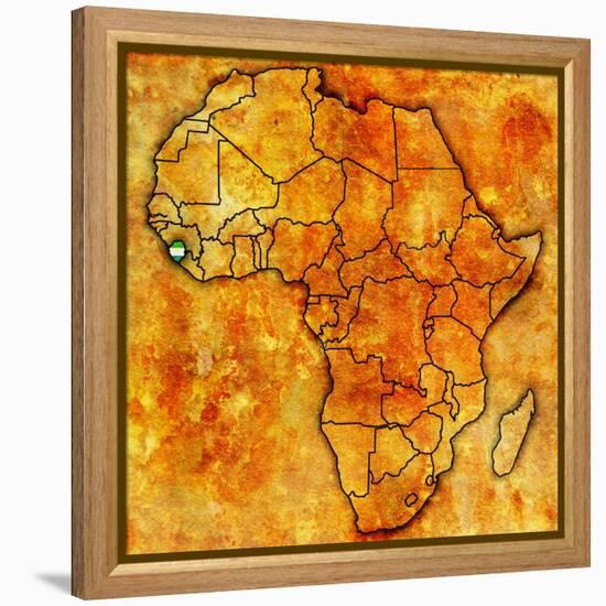 Sierra Leone on Actual Map of Africa-michal812-Framed Stretched Canvas