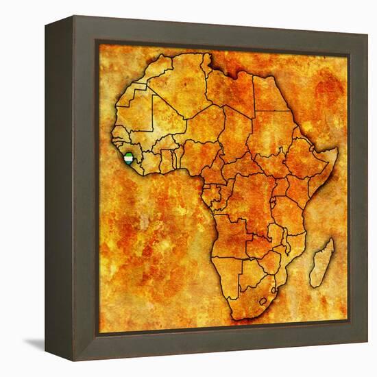 Sierra Leone on Actual Map of Africa-michal812-Framed Stretched Canvas