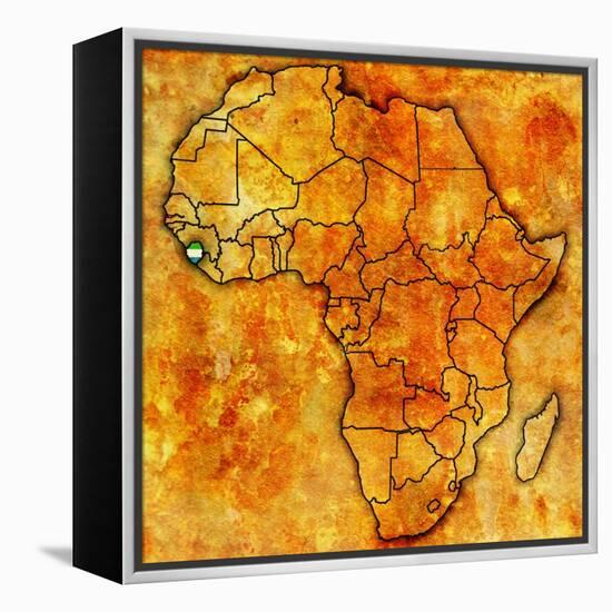 Sierra Leone on Actual Map of Africa-michal812-Framed Stretched Canvas