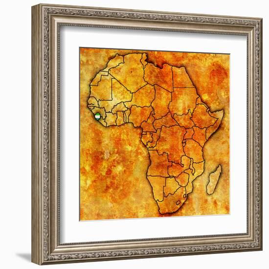 Sierra Leone on Actual Map of Africa-michal812-Framed Art Print