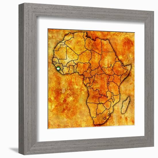 Sierra Leone on Actual Map of Africa-michal812-Framed Art Print