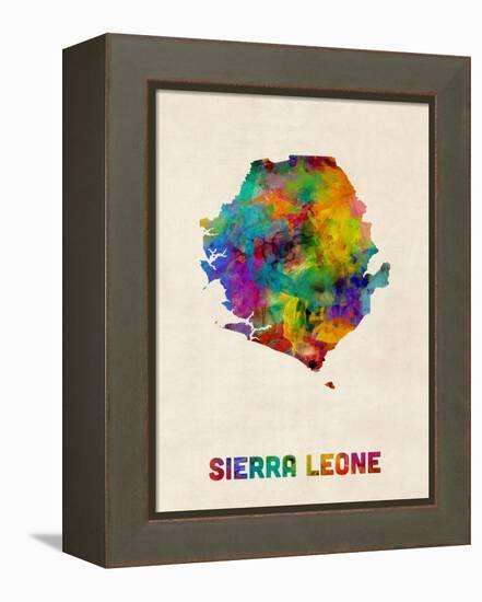 Sierra Leone Watercolor Map-Michael Tompsett-Framed Stretched Canvas