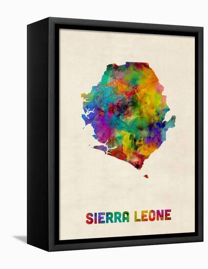 Sierra Leone Watercolor Map-Michael Tompsett-Framed Stretched Canvas