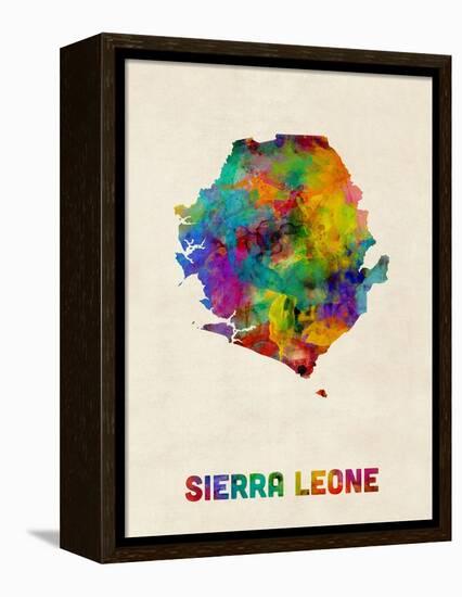 Sierra Leone Watercolor Map-Michael Tompsett-Framed Stretched Canvas