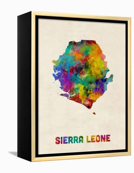 Sierra Leone Watercolor Map-Michael Tompsett-Framed Stretched Canvas