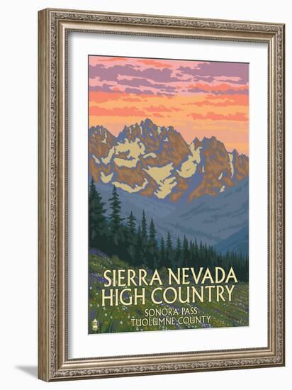 Sierra Nevada High Country - Sonora Pass, Tuolumne County, California - Spring Flowers-Lantern Press-Framed Art Print