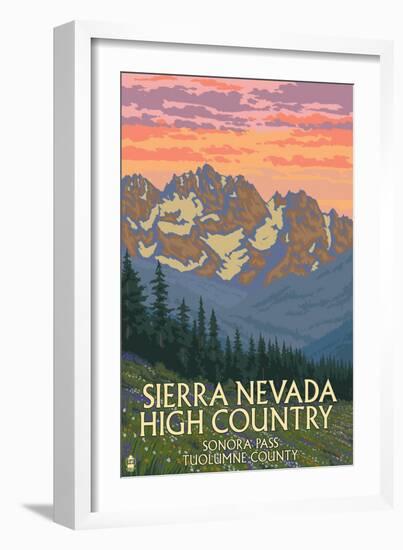 Sierra Nevada High Country - Sonora Pass, Tuolumne County, California - Spring Flowers-Lantern Press-Framed Art Print