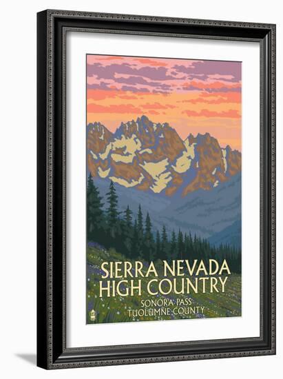 Sierra Nevada High Country - Sonora Pass, Tuolumne County, California - Spring Flowers-Lantern Press-Framed Art Print