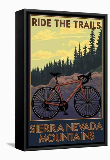 Sierra Nevada Mountains, California - Bicycle on Trails-Lantern Press-Framed Stretched Canvas