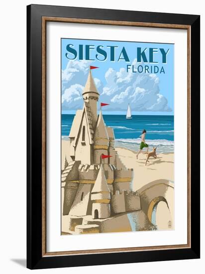 Siesta Key, Florida - Sandcastle-Lantern Press-Framed Art Print