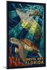 Siesta Key, Florida - Sea Turtle - Mosaic-Lantern Press-Mounted Art Print