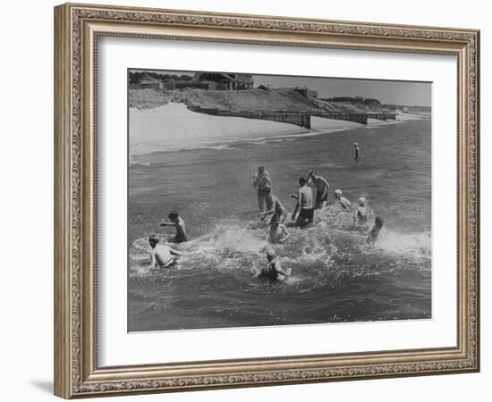 Sights of a Typical Summer at Cape Cod: Swimming in Nantucket Sound-Alfred Eisenstaedt-Framed Photographic Print