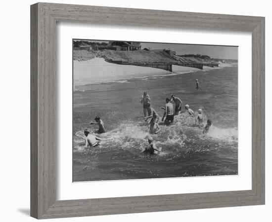 Sights of a Typical Summer at Cape Cod: Swimming in Nantucket Sound-Alfred Eisenstaedt-Framed Photographic Print