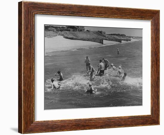 Sights of a Typical Summer at Cape Cod: Swimming in Nantucket Sound-Alfred Eisenstaedt-Framed Photographic Print