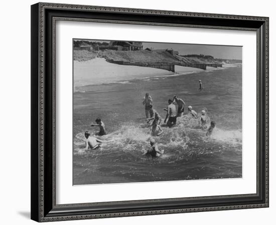 Sights of a Typical Summer at Cape Cod: Swimming in Nantucket Sound-Alfred Eisenstaedt-Framed Photographic Print