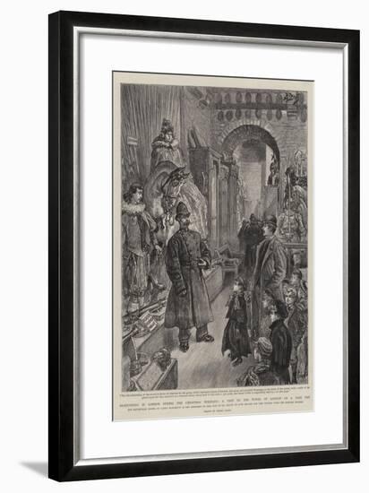 Sightseeing in London During the Christmas Holidays, a Visit to the Tower of London on a Free Day-Henri Lanos-Framed Giclee Print