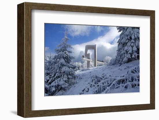 Sightseeing platform Windklang, Mount Erbeskopf, Hunsruck, Rhineland-Palatinate, Germany, Europe-Hans-Peter Merten-Framed Photographic Print