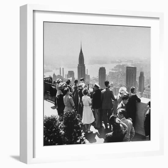 Sightseers Taking a Guided Tour on Top of the Rockefeller Center Post Office's Roof-Bernard Hoffman-Framed Photographic Print