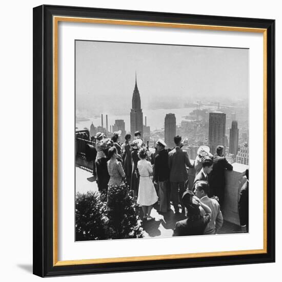 Sightseers Taking a Guided Tour on Top of the Rockefeller Center Post Office's Roof-Bernard Hoffman-Framed Photographic Print