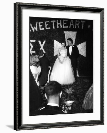 Sigma Chi Sweetheart Ball with Her Date, MIT Student Joel Searcy-Gjon Mili-Framed Photographic Print