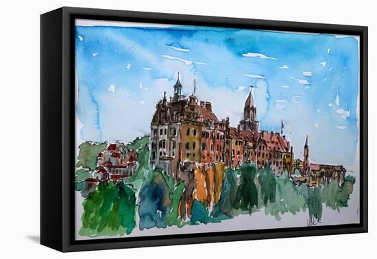 Sigmaringen Castle Watercolor-Markus Bleichner-Framed Stretched Canvas