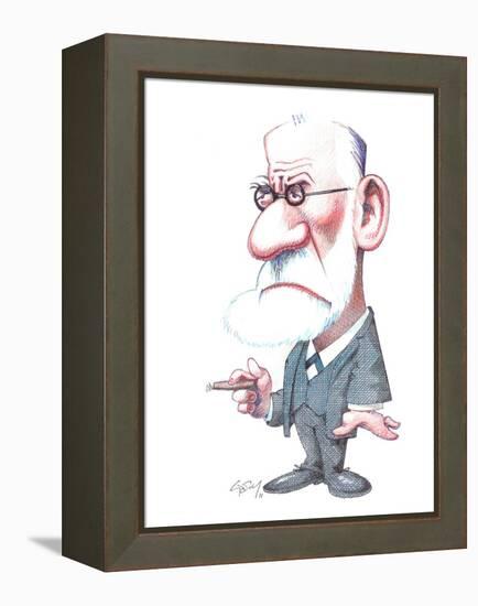 Sigmund Freud, Caricature-Gary Brown-Framed Premier Image Canvas