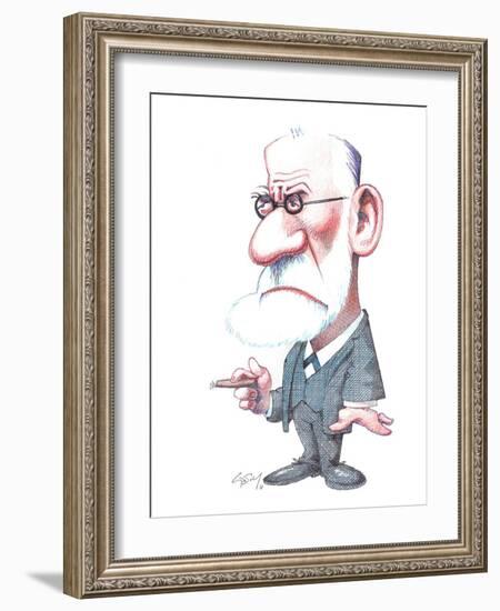 Sigmund Freud, Caricature-Gary Brown-Framed Photographic Print