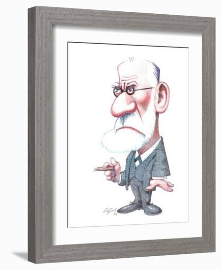 Sigmund Freud, Caricature-Gary Brown-Framed Photographic Print