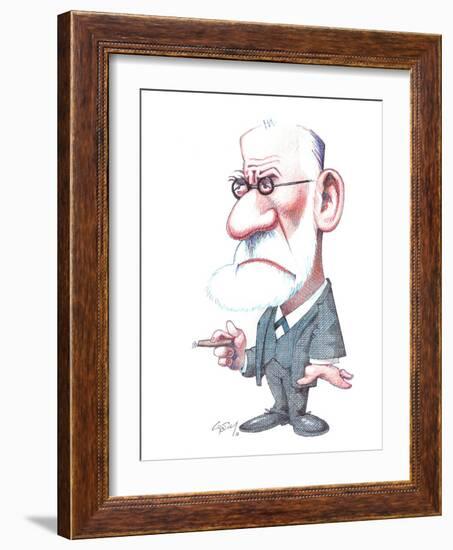 Sigmund Freud, Caricature-Gary Brown-Framed Photographic Print