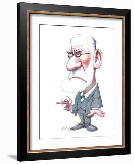 Sigmund Freud, Caricature-Gary Brown-Framed Photographic Print